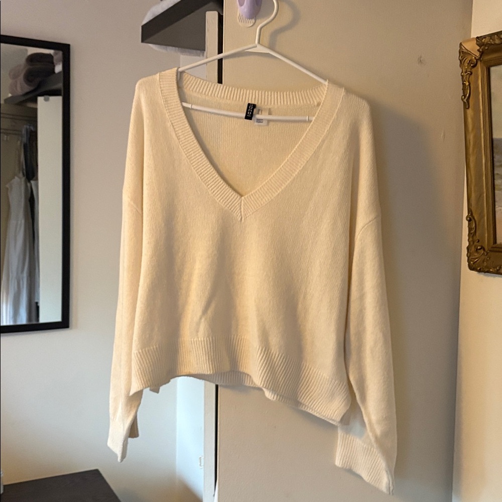 Cream V-Neck Sweater, like new